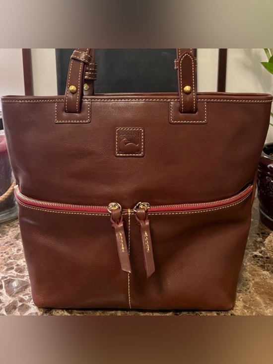 Dooney & Bourke Handbags - Dooney & Bourke Chestnut Italian Florentine Leather Convertible Shopper Tote Bag